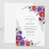 Invitation Mariage printanier violet intense (Devant / Derrière)