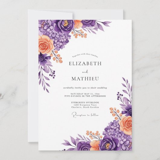 Invitation Mariage printanier violet luxuriant (Devant)