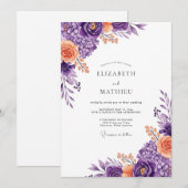 Invitation Mariage printanier violet luxuriant (Devant / Derrière)