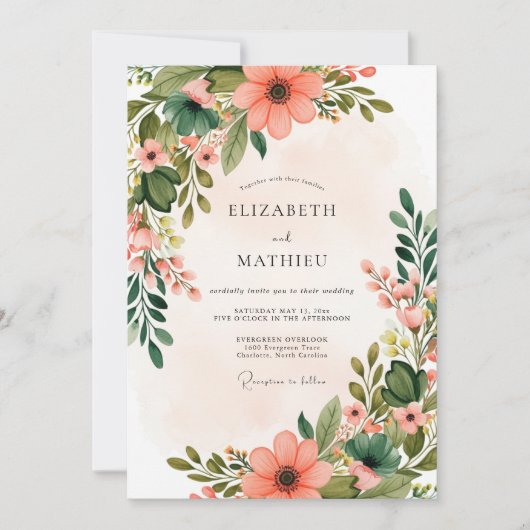 Invitation Mariage Printemps de Floraison de Pêcher (Devant)