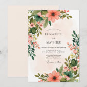 Invitation Mariage Printemps de Floraison de Pêcher (Devant / Derrière)