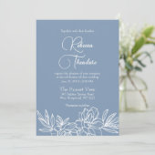 Invitation Mariage Printemps élégant bleu Dusty moderne (Debout devant)