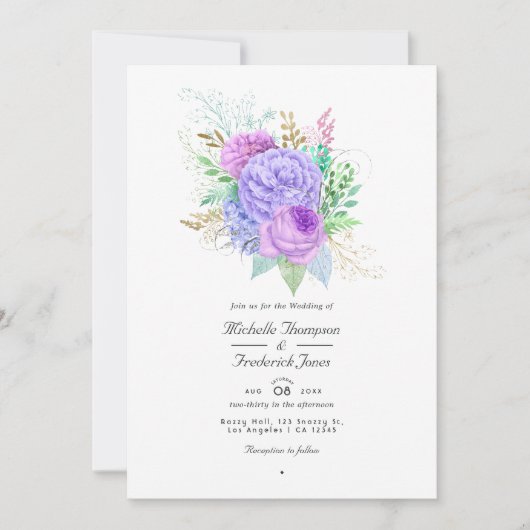 Invitation Mariage Printemps Floral QR Code Rsvp (Devant)