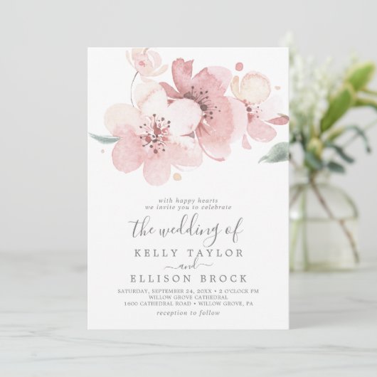 Invitation Mariage Printemps gros cerisier (Debout devant)