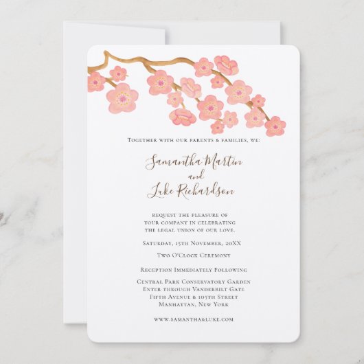 Invitation Mariage Printemps Sakura Cerry Fleur Arbre (Devant)