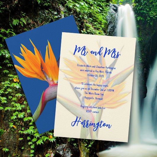 Invitation Mariage privé Fleurs d'oiseau de paradis Fête