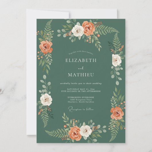 Invitation Mariage Profond Bois Rustique de Sage (Devant)