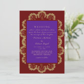 Invitation Mariage profond de style indien II rouge et violet (Debout devant)