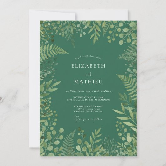 Invitation Mariage Profond Émeraude Verdoyant (Devant)