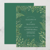 Invitation Mariage Profond Émeraude Verdoyant (Devant / Derrière)