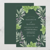 Invitation Mariage Profond Eucalyptus Herbal Olive (Devant / Derrière)