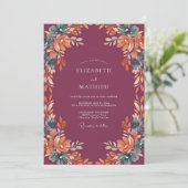 Invitation Mariage Profond Feuillage Cuivré Mauve (Debout devant)