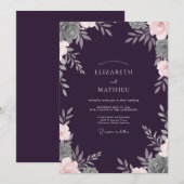 Invitation Mariage Profond Feuillage De Prunier Doux Eucalypt (Devant / Derrière)