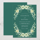 Invitation Mariage profond sarcelle crème Ranunculus Eucalypt (Devant / Derrière)