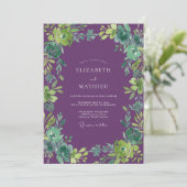 Invitation Mariage Profond Violet Feuilleux (Debout devant)