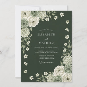 Invitation Mariage Profonde Enchantement Floral Vert