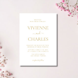 Invitation Mariage Propre Budget Guiet Or et Blanc Antique