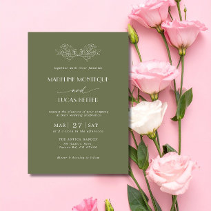 Invitation Mariage Propre Feuilles de Houx Arbre Olive Poussi