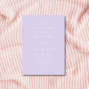 Invitation Mariage propre lavande et feuilles de houx blanc