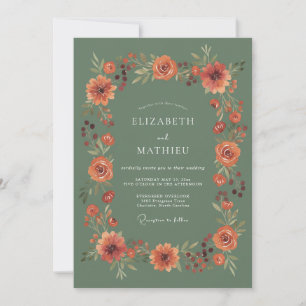 Invitation Mariage prospère à fleur d'oranger sage