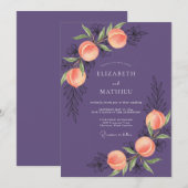 Invitation Mariage Prune Abricot Fruit Eucalyptus (Devant / Derrière)