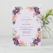 Invitation Mariage Prune Abricot Ranunculus Eucalyptus (Debout devant)