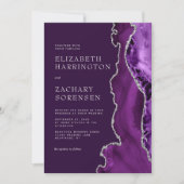 Invitation Mariage prune Agate argenté Violet (Devant)