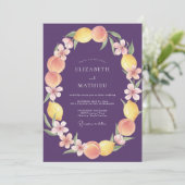 Invitation Mariage Prune Citron Pêche Eucalyptus (Debout devant)