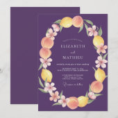 Invitation Mariage Prune Citron Pêche Eucalyptus (Devant / Derrière)