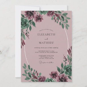 Invitation Mariage Prune Pivoine Mauve