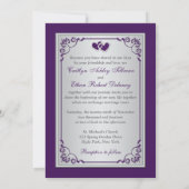 Invitation Mariage | Purple, Argent | Floral, Coeurs | Photo (Dos)