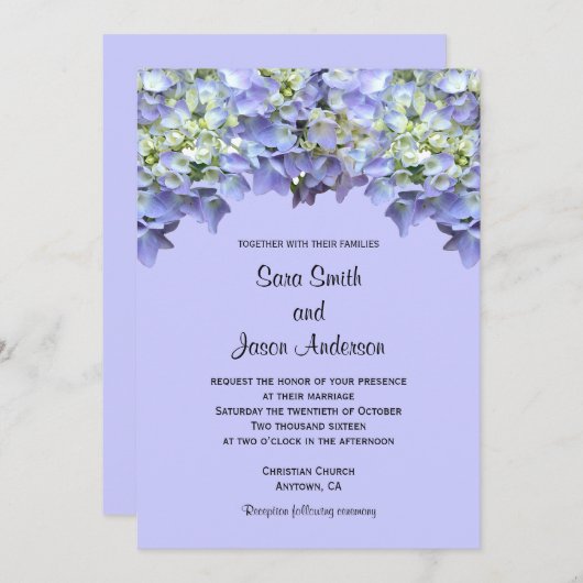 Invitation Mariage Purple Hydrangea (Devant / Derrière)