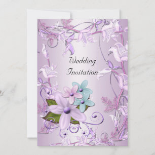 Invitation Mariage Purple Mauve Floral
