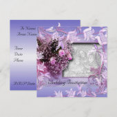 Invitation Mariage Purple Photo Cadre Floral (Devant / Derrière)