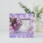 Invitation Mariage Purple Photo Cadre Floral (Debout devant)