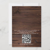 Invitation Mariage QR Code Ancre Bleu Marine Bois Rustique (Dos)
