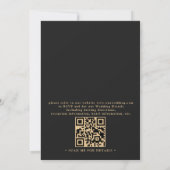 Invitation Mariage QR Code Art Déco Noir et Or Luxueux (Dos)