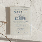 Invitation Mariage QR Code Bleu Et Blanc Élégant