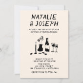 Invitation Mariage QR Code Champagne écrit à la main dessiné (Devant)