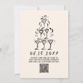 Invitation Mariage QR Code Champagne écrit à la main dessiné (Dos)