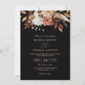 Invitation Mariage QR Code Feuillage d'Automne Floral Terraco (Devant)