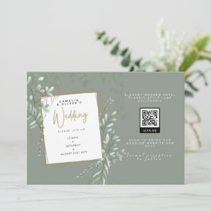 Invitation Mariage QR Code QR  moderne Sage Greenery RSVP