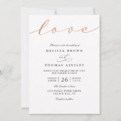 Invitation Mariage QR Code Rose Script Amour Classique Simple (Devant)