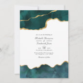 Invitation Mariage QR Code RSVP Agate Géode Turquoise et Or (Devant)
