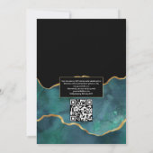 Invitation Mariage QR Code RSVP Agate Géode Turquoise et Or (Dos)