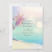 Invitation Mariage QR Code RSVP Bokeh Plage d'Été (Devant)
