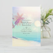 Invitation Mariage QR Code RSVP Bokeh Plage d'Été (Debout devant)