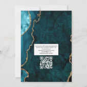 Invitation Mariage QR Code RSVP en pierre d'agate sarcelle et (Dos)