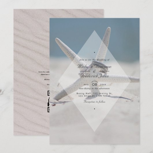 Invitation Mariage QR Code RSVP Plage Été Tropical (Devant / Derrière)