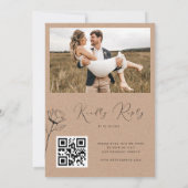 Invitation Mariage QR Code RSVP Rose Dessinée Look Kraft Rust (Dos)